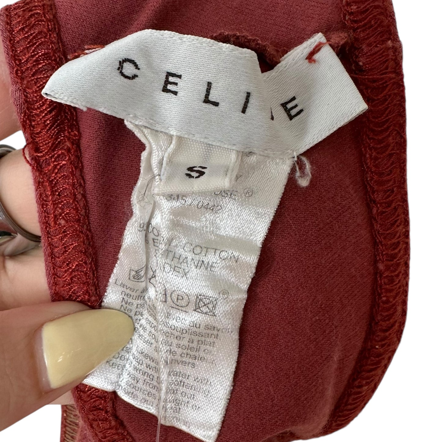 Celine Burgundy & Gold Logo Tank Top