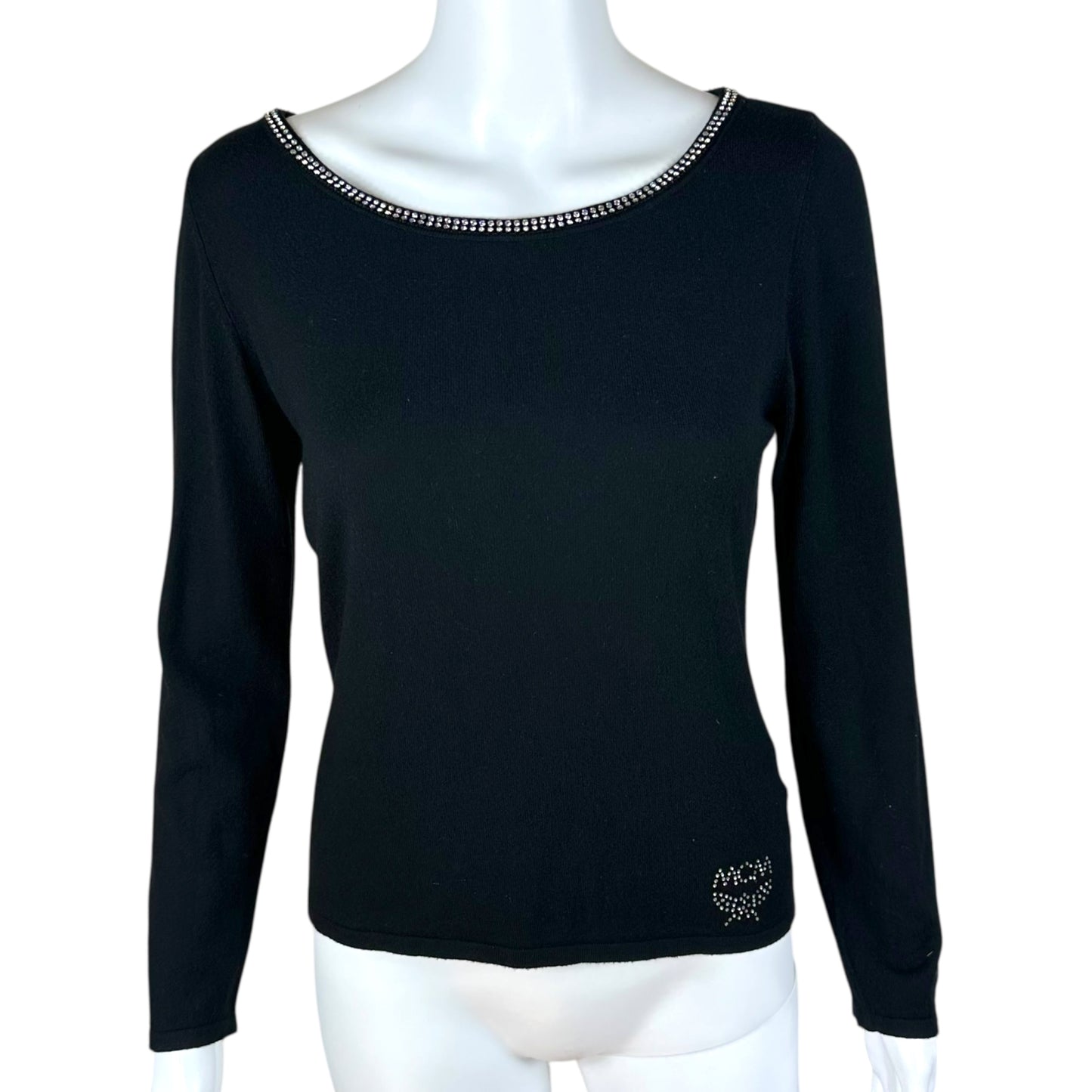 MCM Black Rhinestone Embellished Sweater