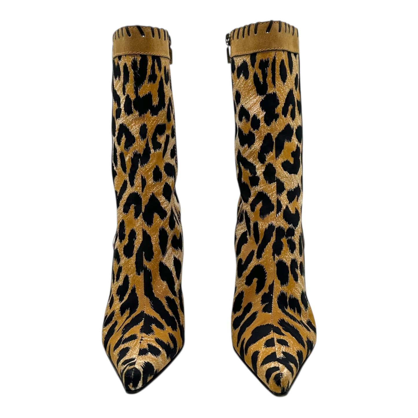 Casadei Leopard Print Suede Trim Heeled Ankle Boots