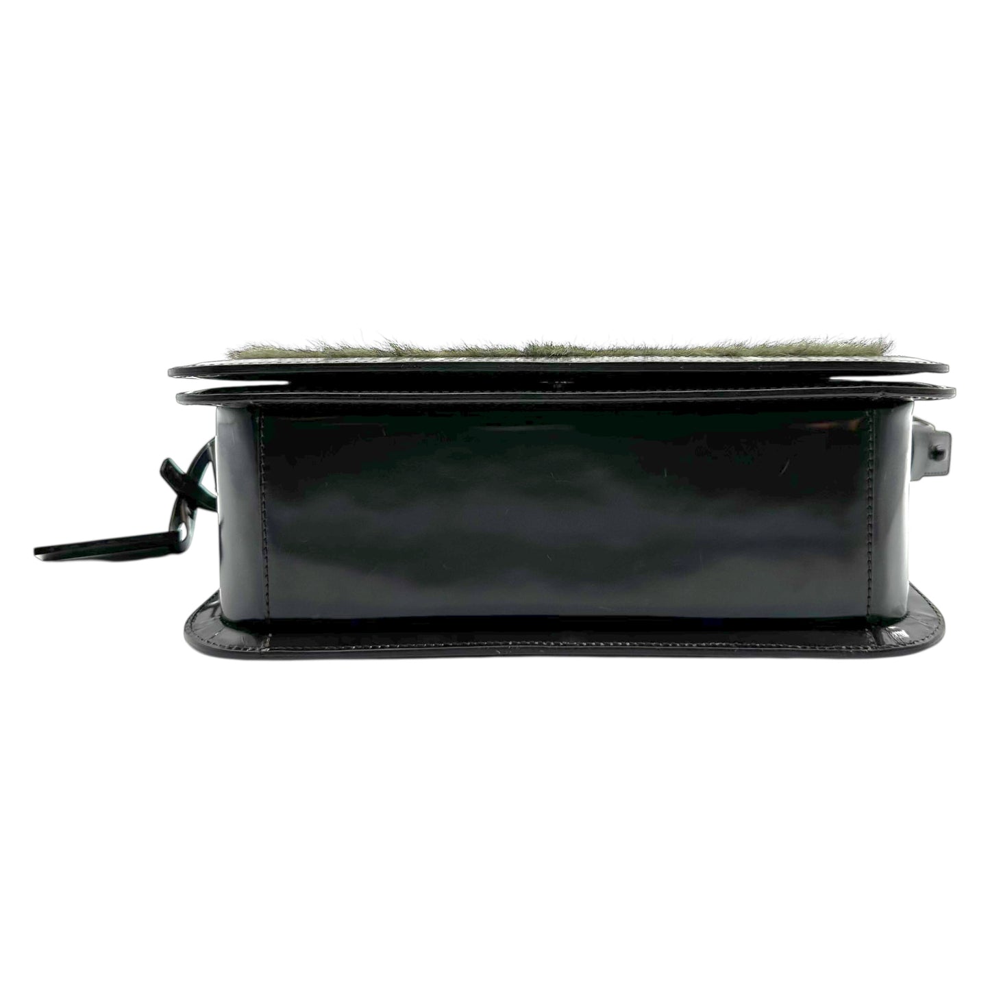 Celine Black Leather & Green Ponyhair Shoulder Bag