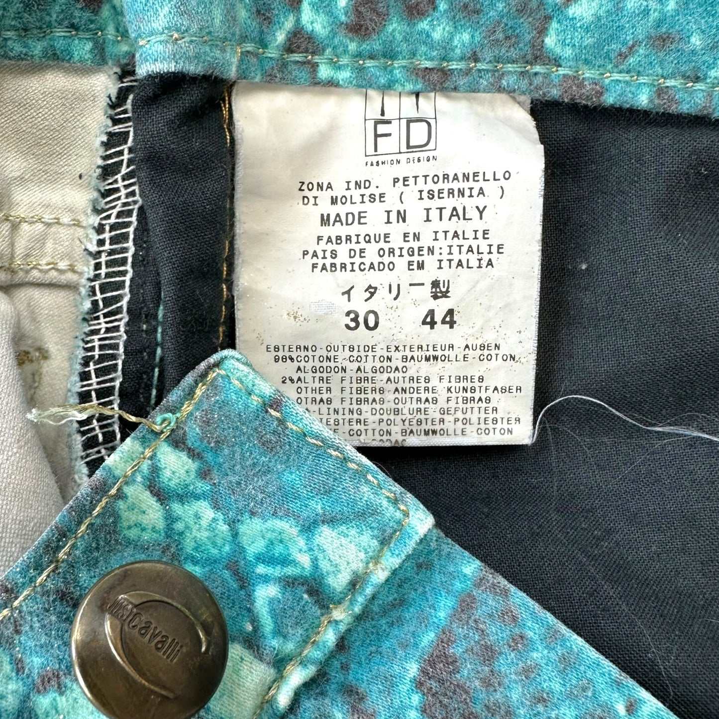 Just Cavalli Roberto Cavalli Turquoise Snake Print Jeans