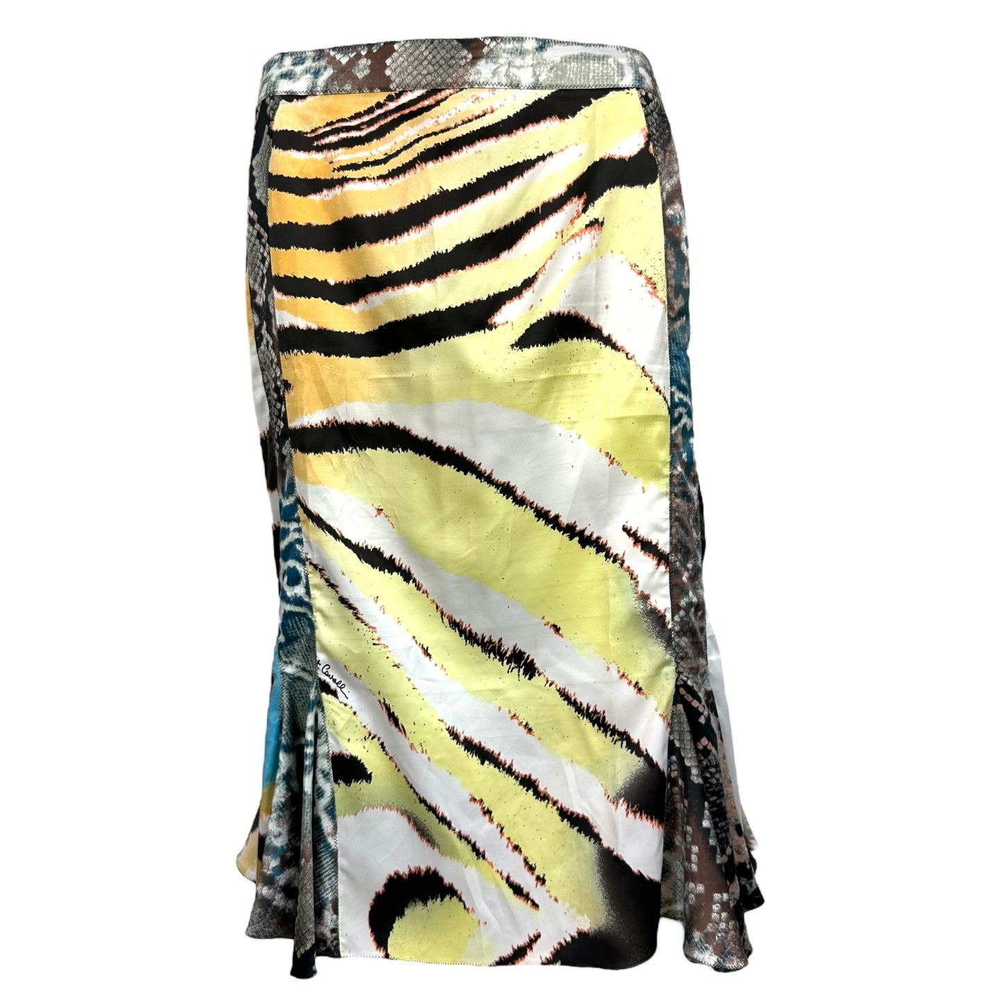 Just Cavalli Roberto Cavalli Multicolor Animal Print Silk Midi Skirt