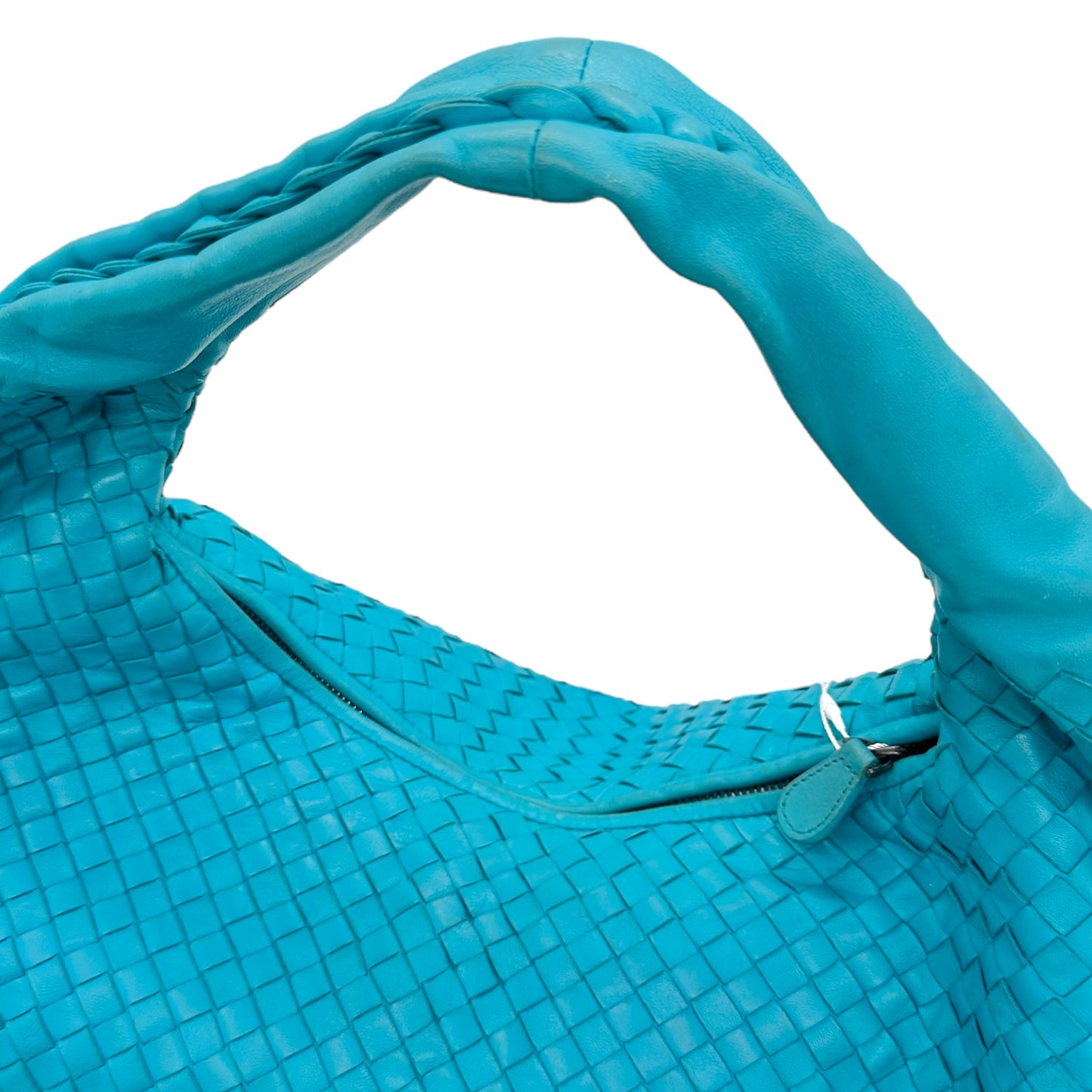 Bottega Veneta Teal Blue Intrecciato Hobo Shoulder Bag