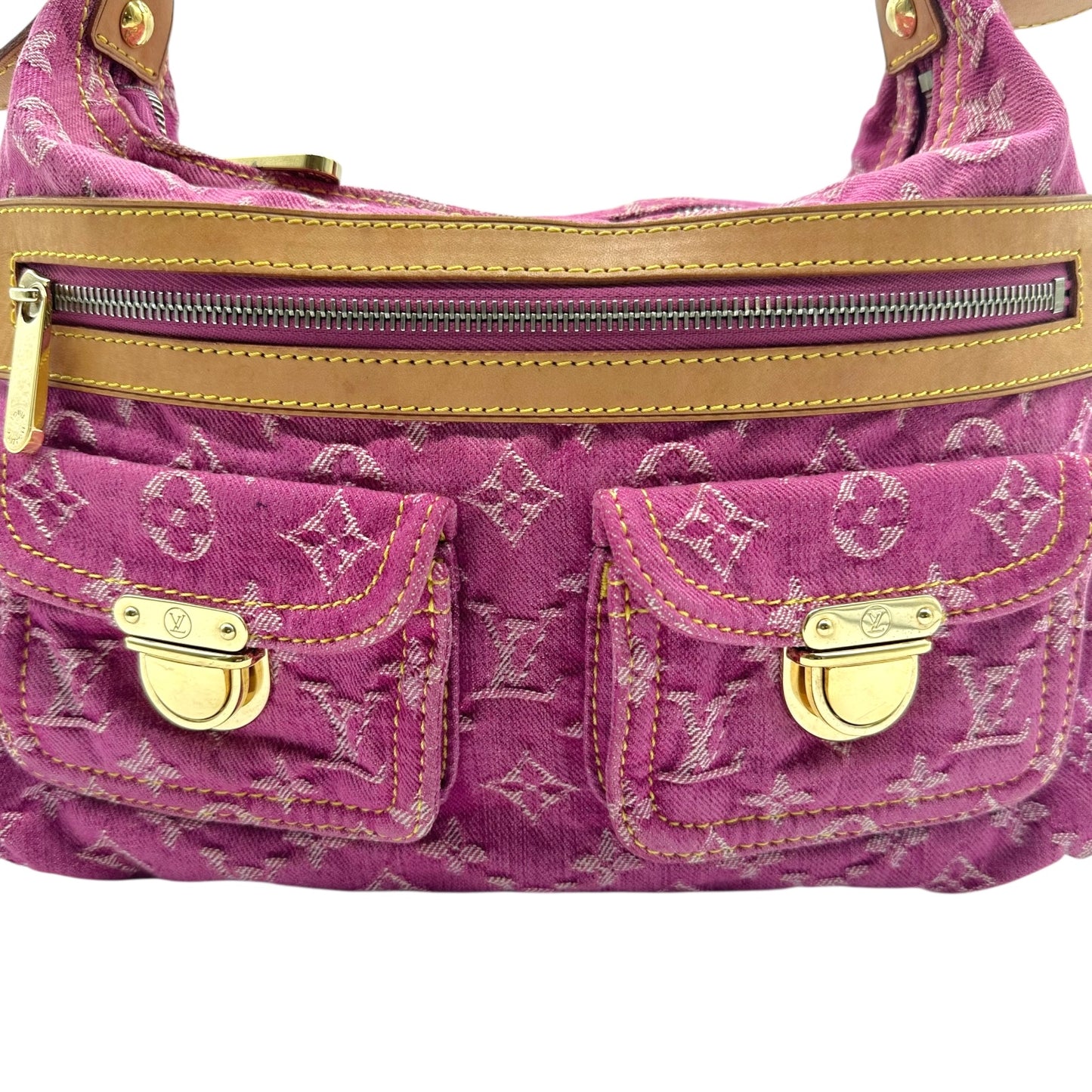 Louis Vuitton Pink Denim Monogram Baggy PM Bag
