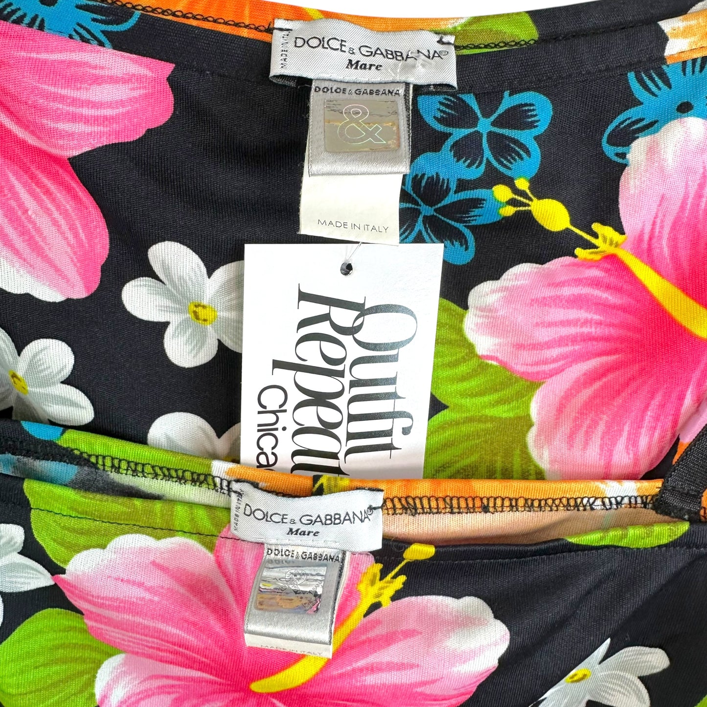 D&G Dolce & Gabbana Beachwear Hibiscus Print Tank & Maxi Skirt Set