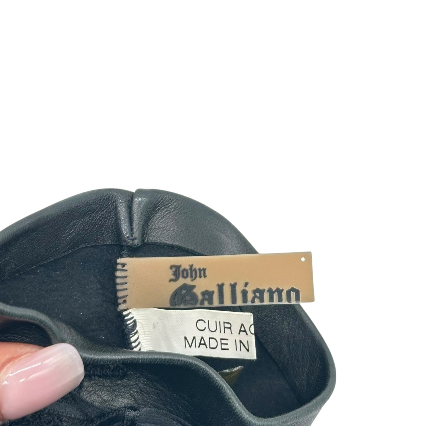 John Galliano Black Lambskin & Lace Lace-Up Gloves