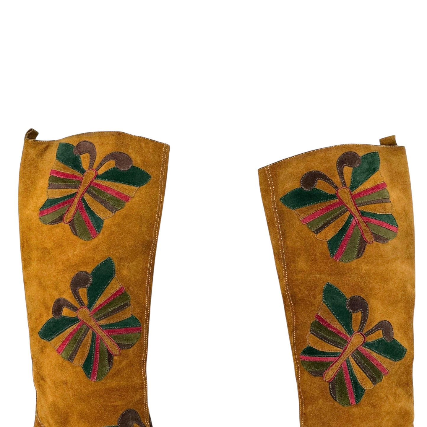 Dolce & Gabbana Patchwork Suede Butterfly Heeled Boots