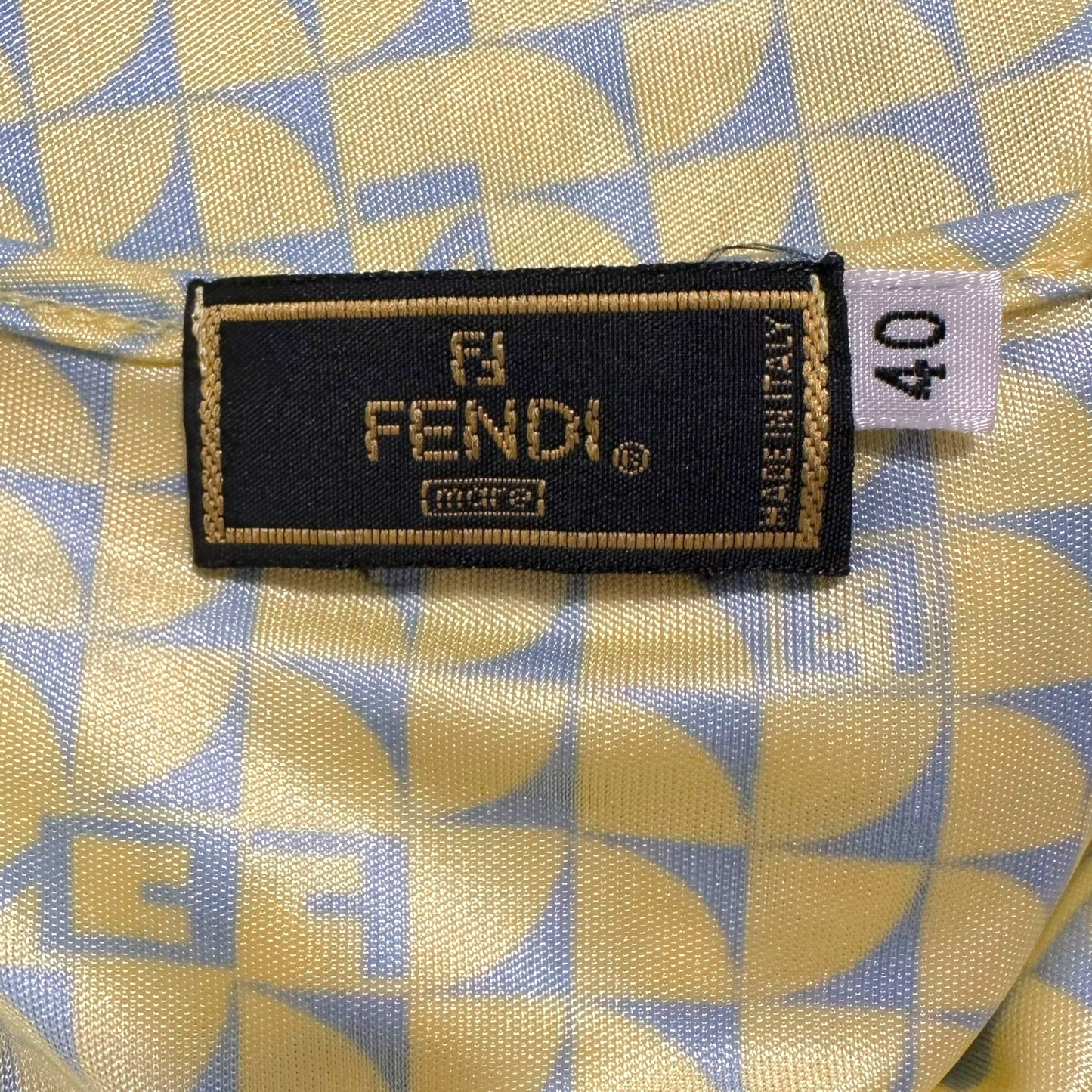 Fendi Yellow & Blue Monogram Printed Midi Slip Dress