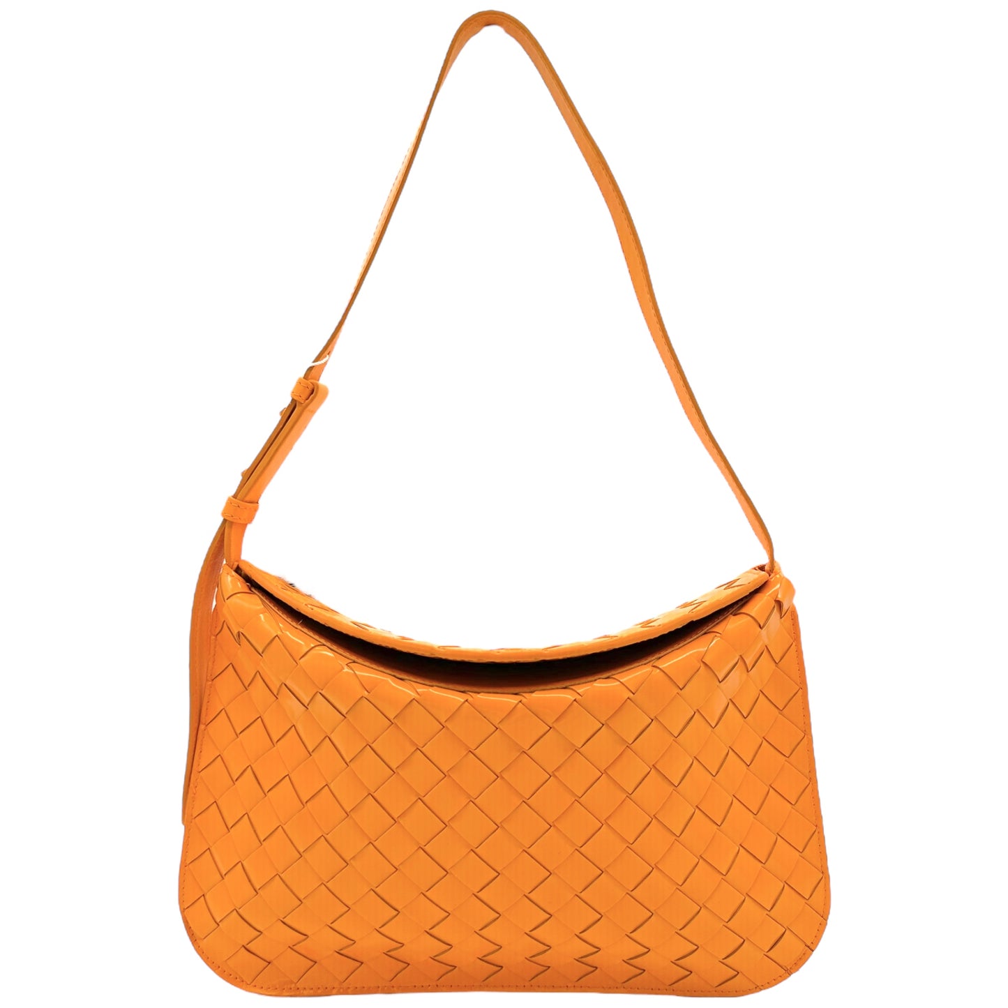 Bottega Veneta Orange Intrecciato Cradle Fold Over Shoulder Bag - Outfit Repeater