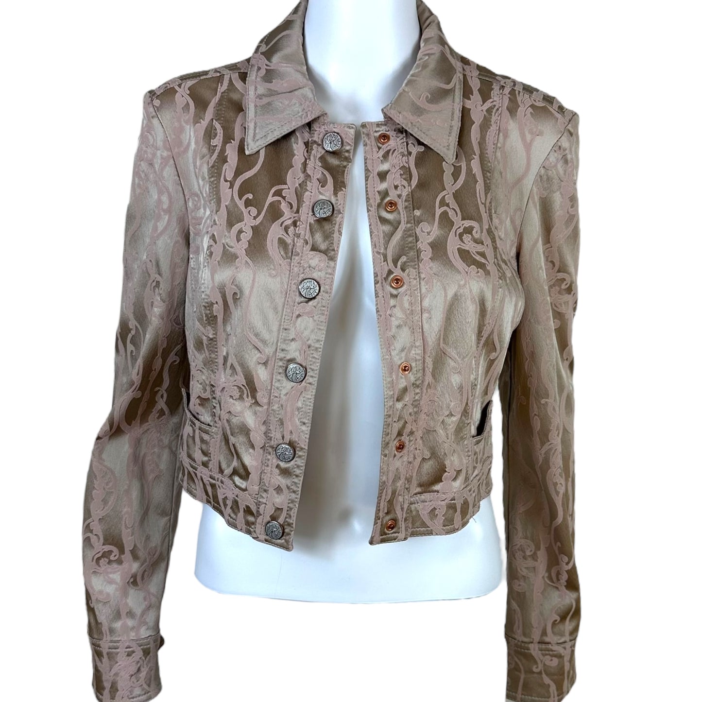 Christian Lacroix Jeans Pink Damask Satin Jacket