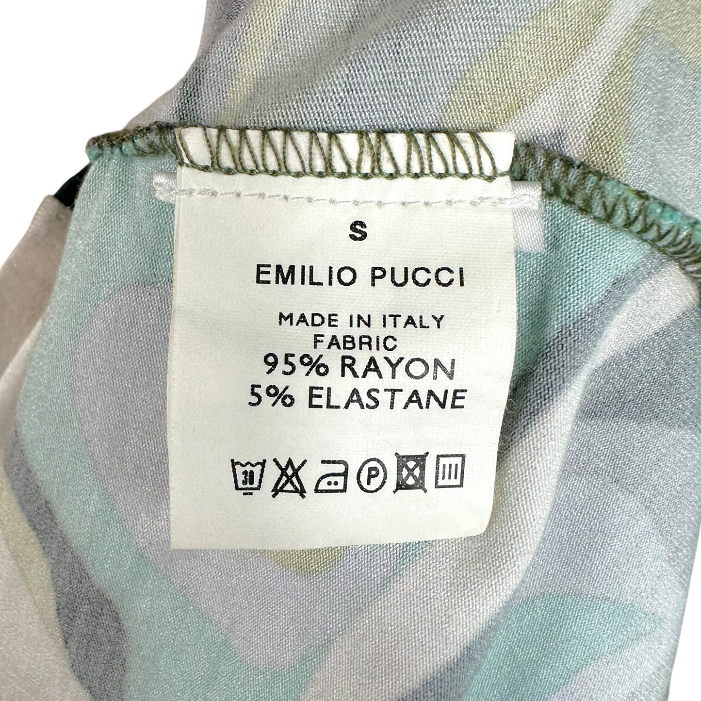 Emilio Pucci Blue & White Printed Keyhole Cut-Out Tank