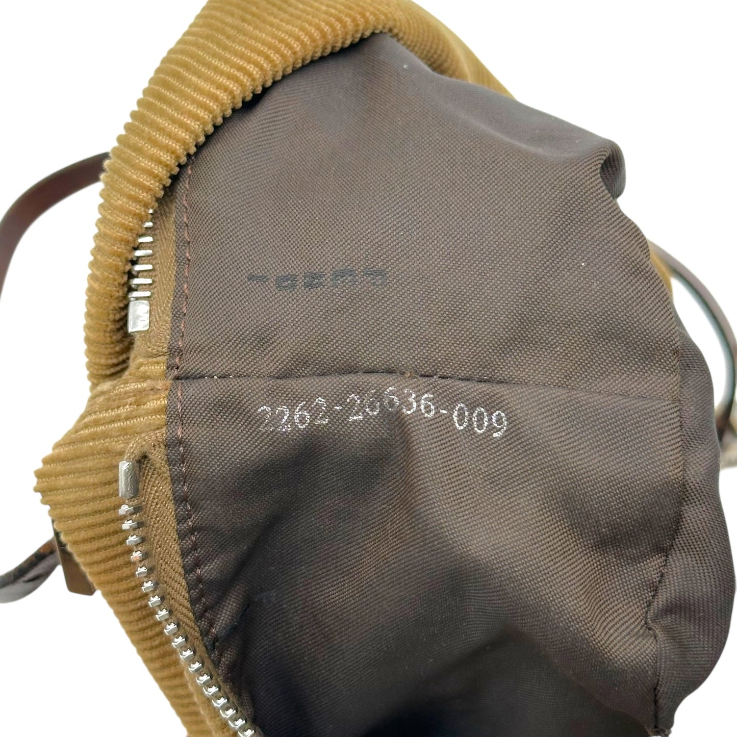 Fendi Pochette Bag Tan Corduroy Zipper Closure