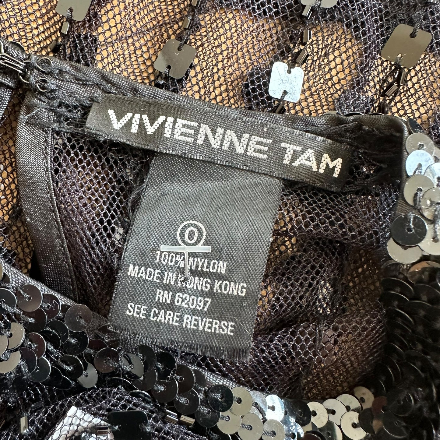 Vivienne Tam Black Sequin Mesh Tank Top