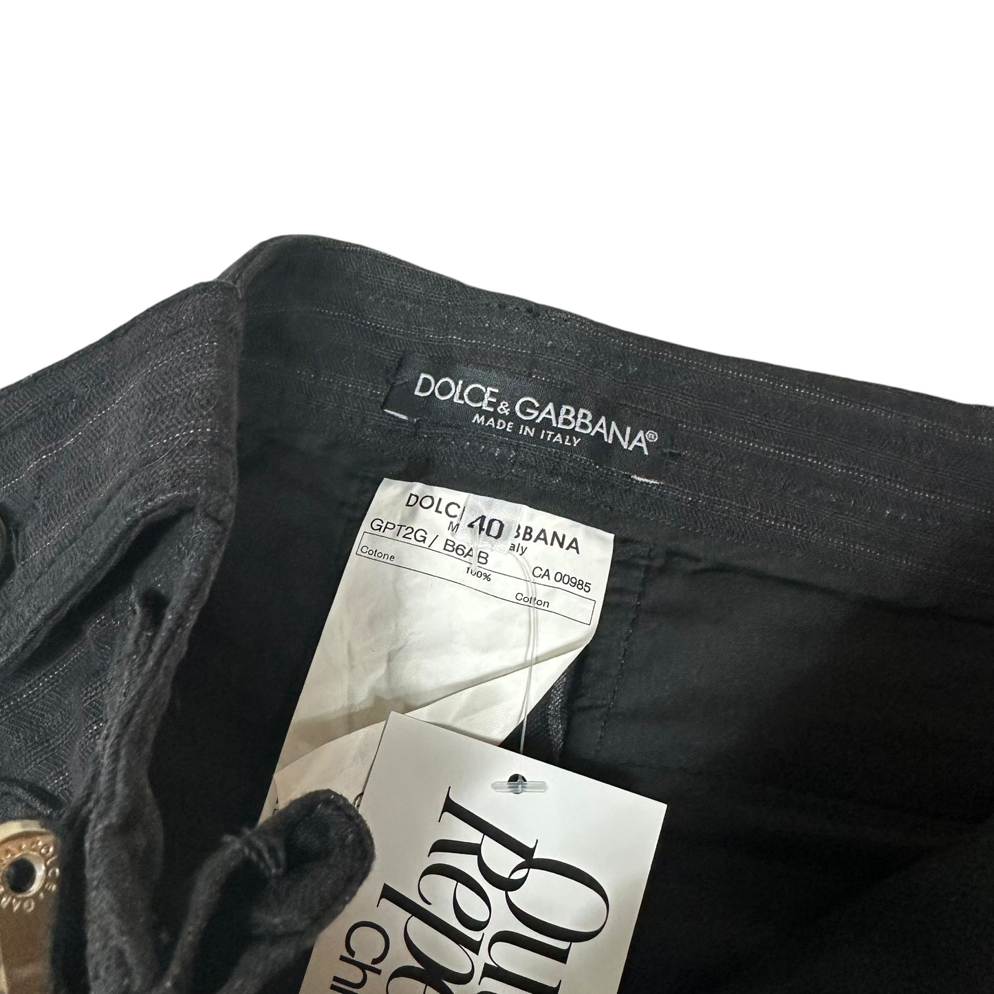 Dolce & Gabbana Black Striped Low Rise Buckle & Zip Pants
