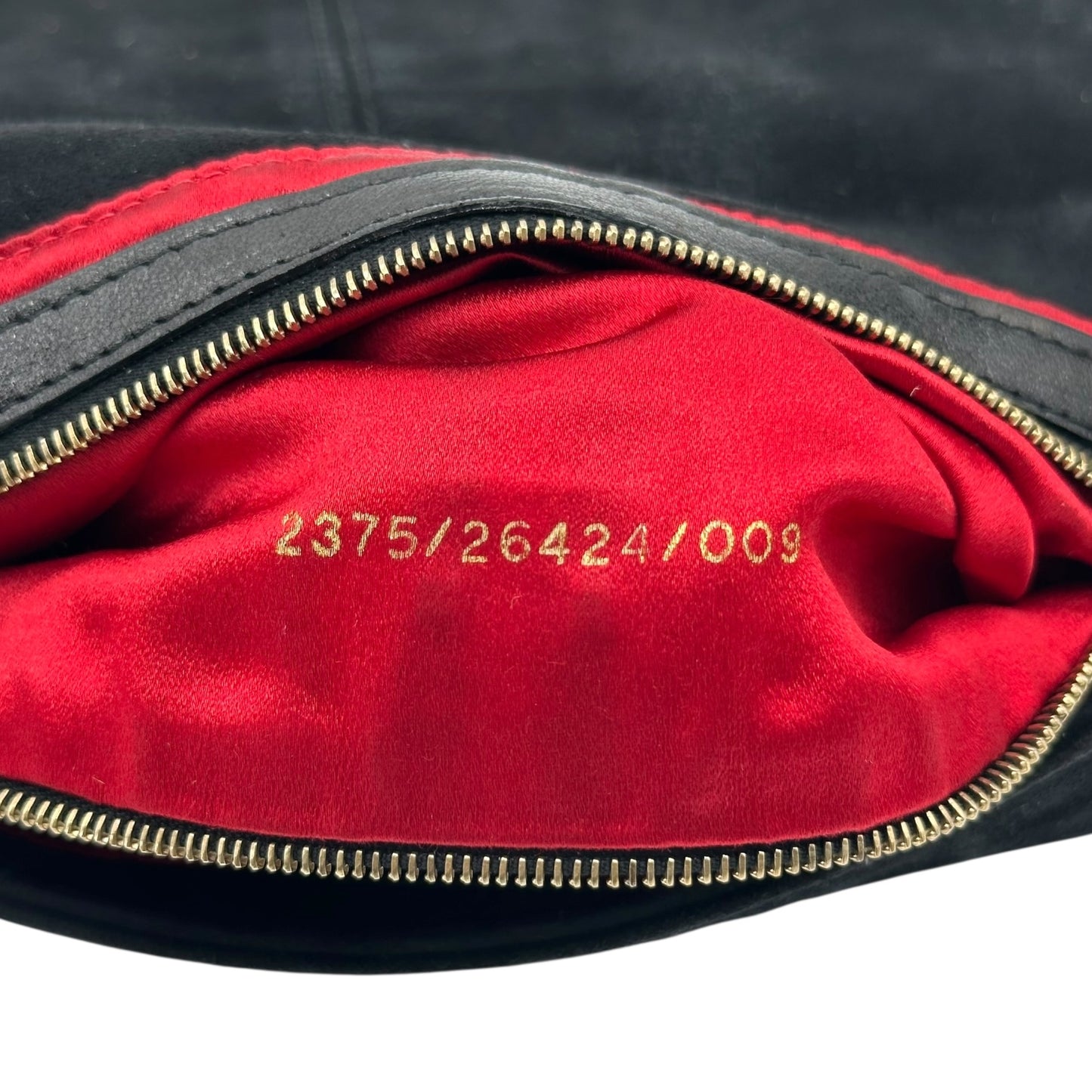 Fendi Black Suede & Red Glitter Enamel Baguette Bag