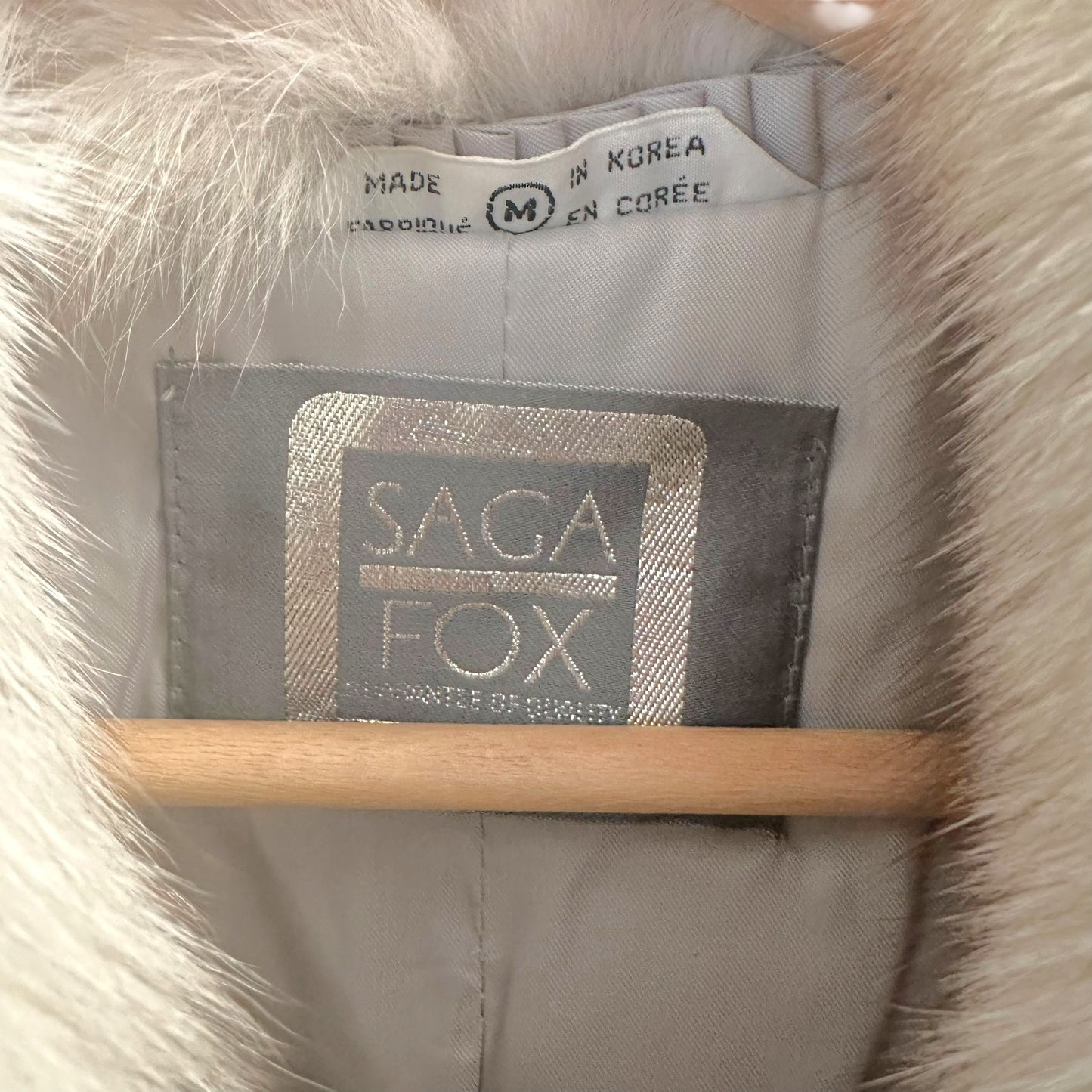 Saga White Gray Fox Fur Coat Full-Length Vintage