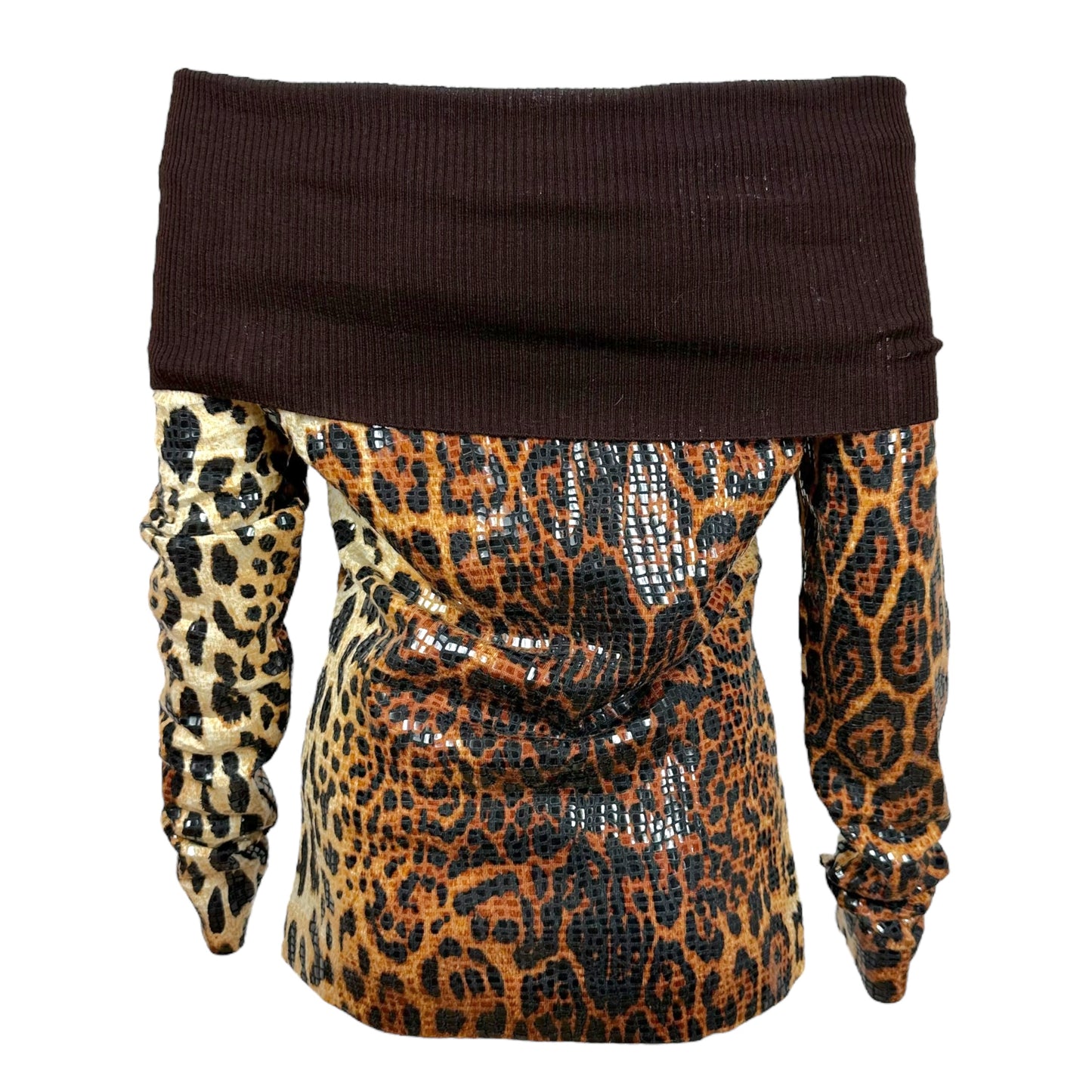 Christian Dior F/W 2004 Leopard Sequin Off the Shoulder Sweater