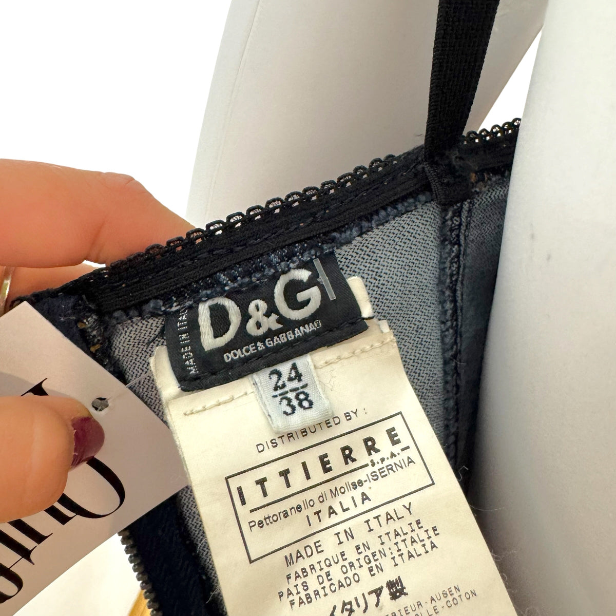 D&G Dolce & Gabbana Dark Wash Denim Bustier Midi Dress