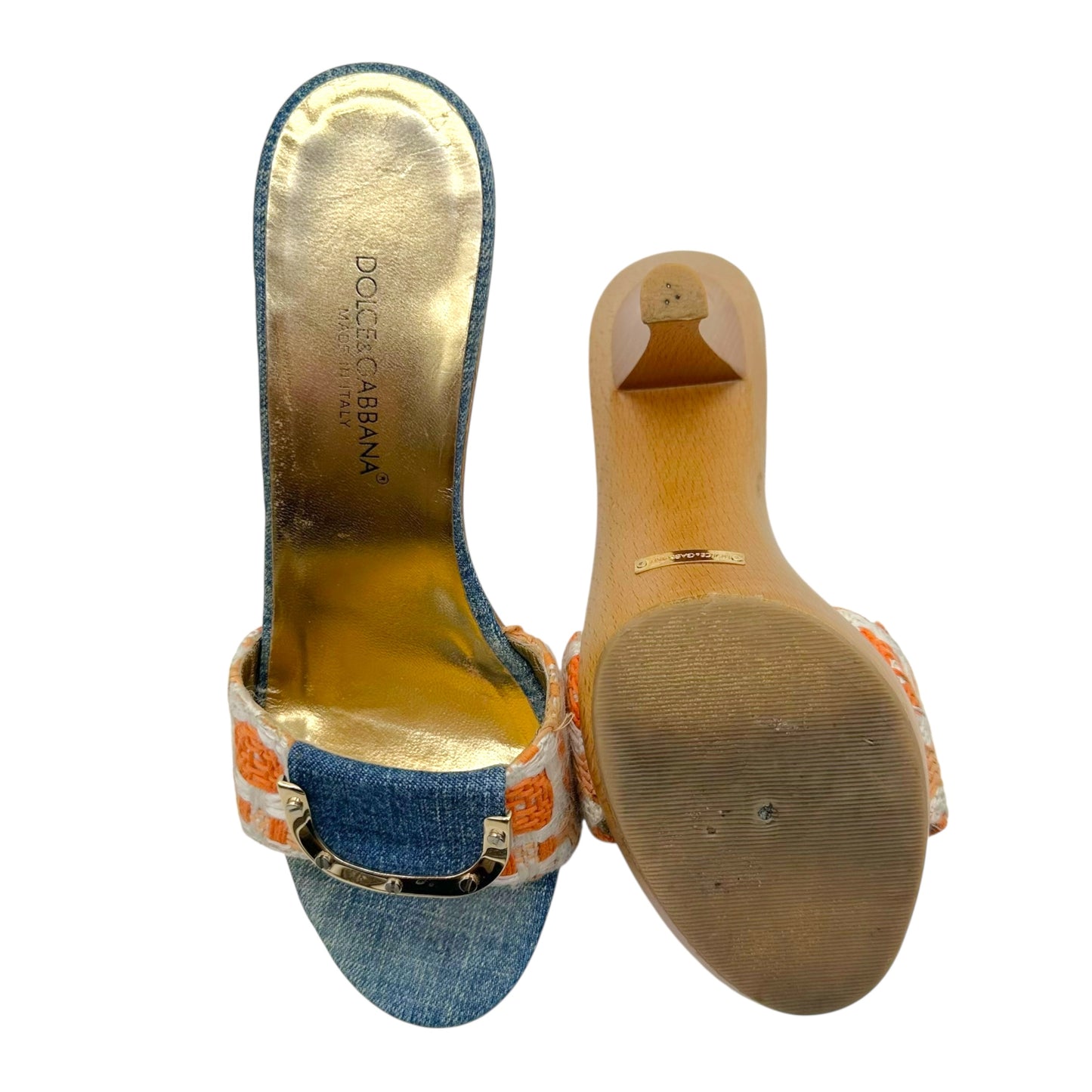 Dolce & Gabbana Denim Wooden Platform Mule Heels