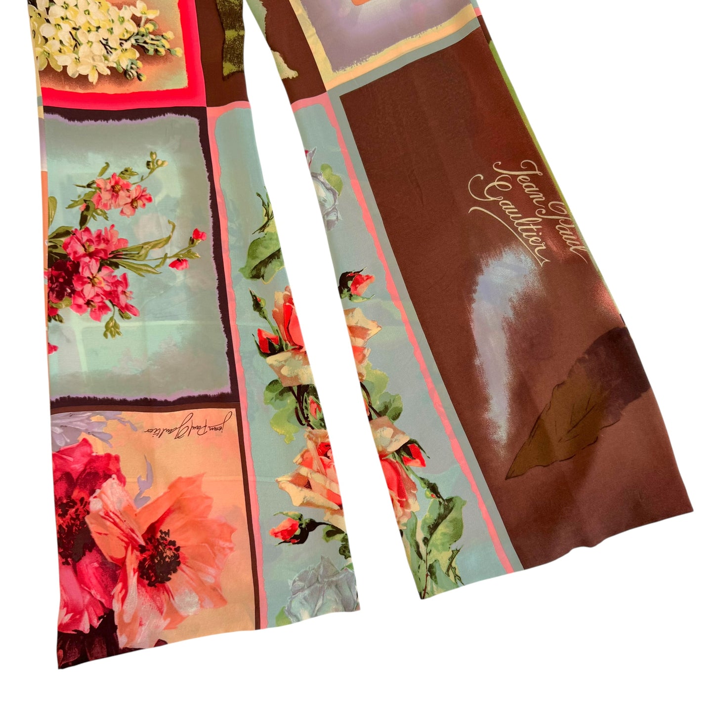 Jean Paul Gaultier S/S 2001 Multicolor Floral Silk Wide-Leg Pants