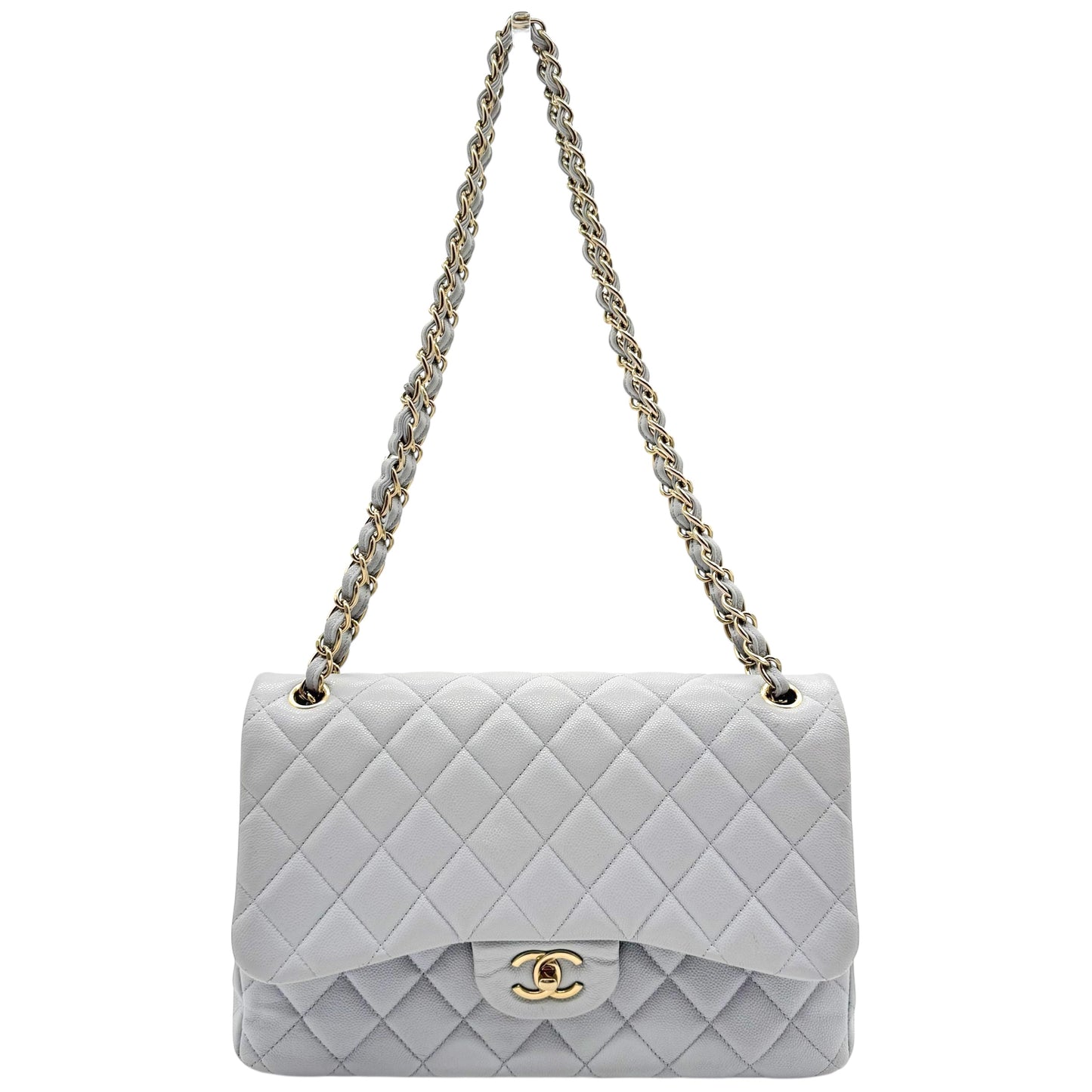 Chanel Gray Caviar Medium Double Flap Bag