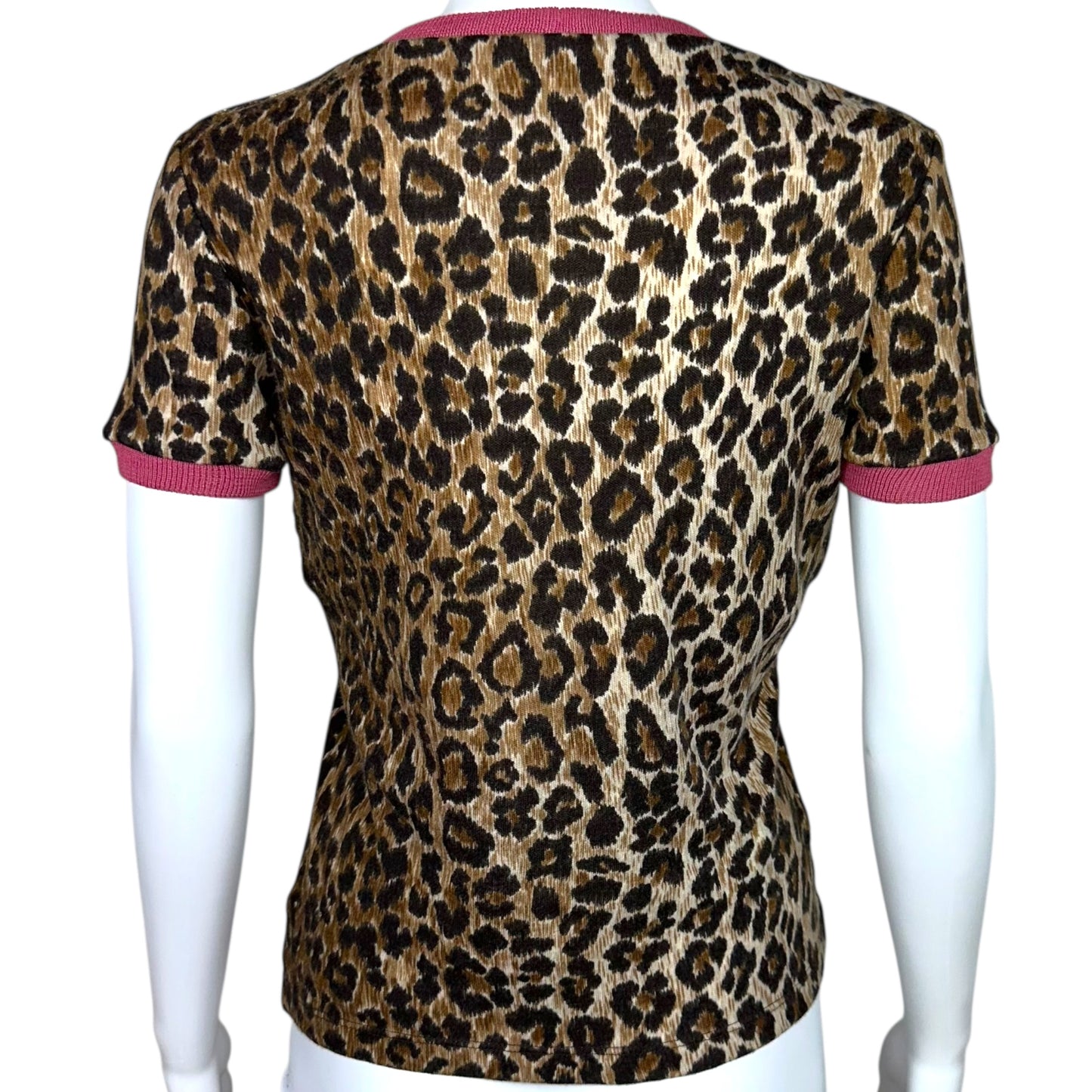 D&G Dolce & Gabbana Leopard Print Wool Ringer T-Shirt