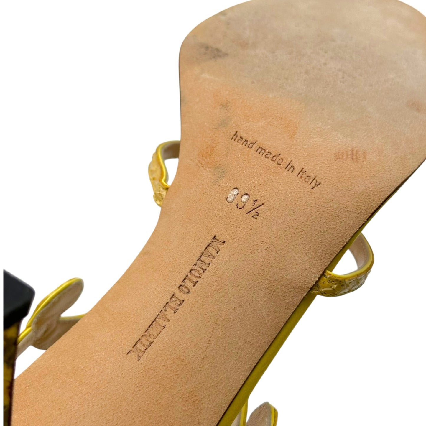 Manolo Blahnik Yellow Python 'Butterfly' Heeled Sandals - Outfit Repeater