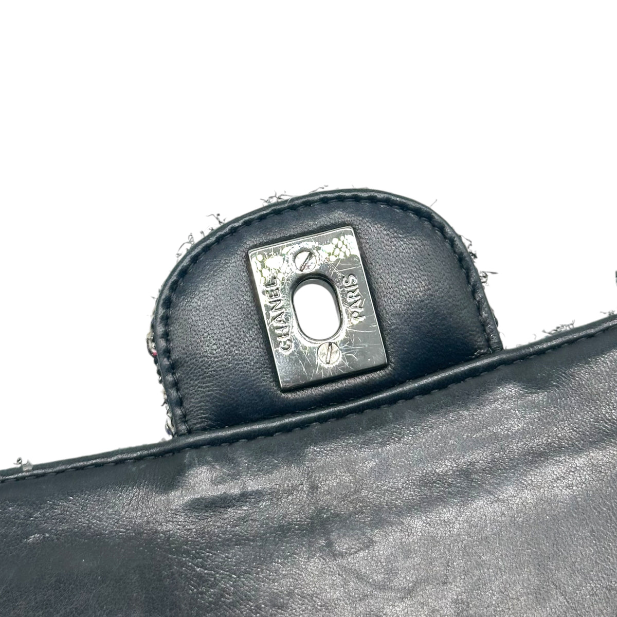 Chanel Medium Classic Flap Bag Dark Gray Metallic Tweed