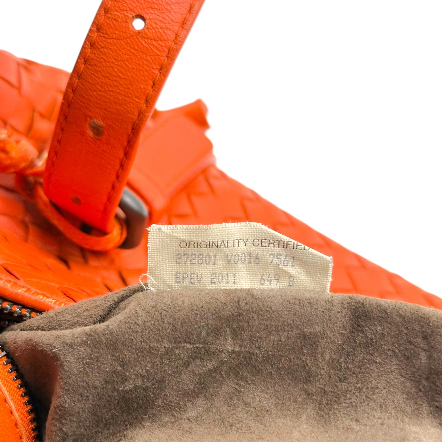 Bottega Veneta Orange Intrecciato Leather East West Bag