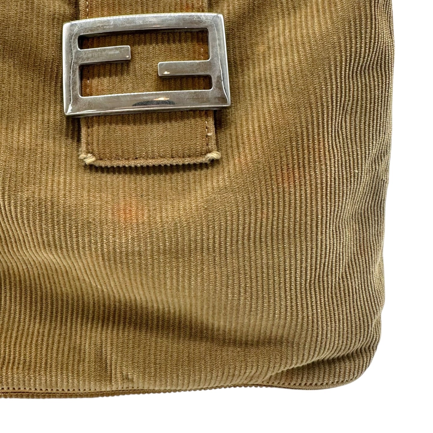Fendi Brown Corduroy Baguette Bucket Bag