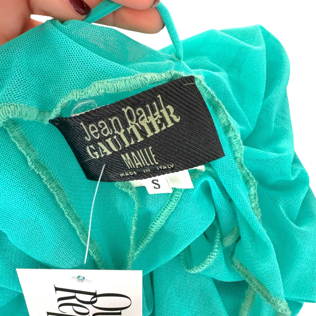 Jean Paul Gaultier Sheer Mesh Maxi Dress Turquoise Blue