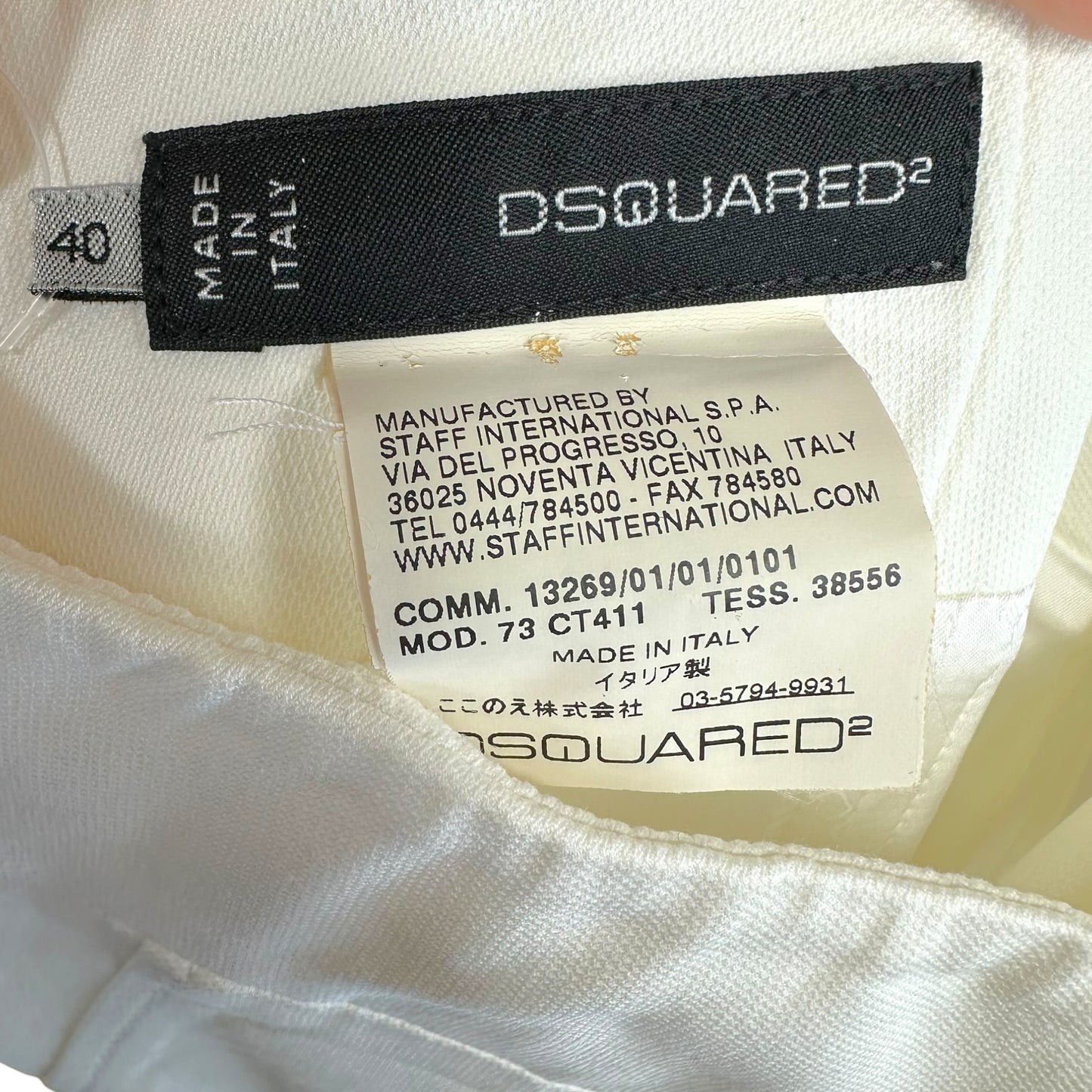 Dsquared2 White Strapless Corseted Pocket Front Midi Dress