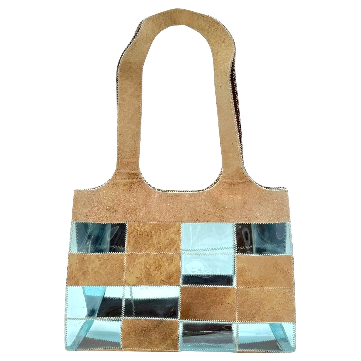Chanel 'Naked' 1997-99 Blue PVC & Tan Suede Tote Bag