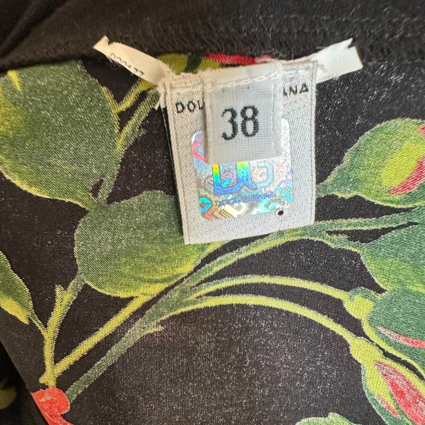 D&G Dolce & Gabbana Black & Red Rose Print Bustier Cami