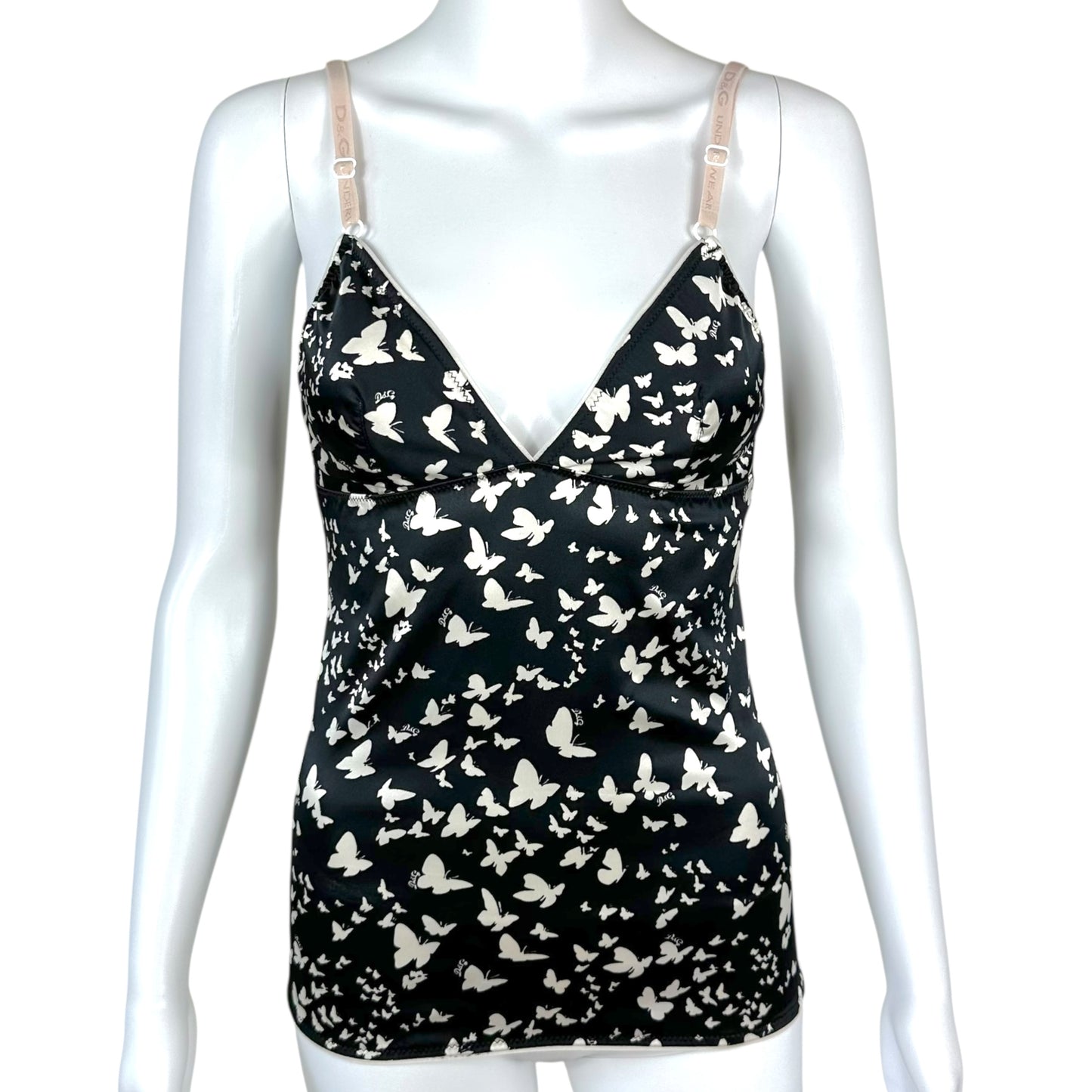 D&G Dolce & Gabbana Black & White Butterfly Print Cami