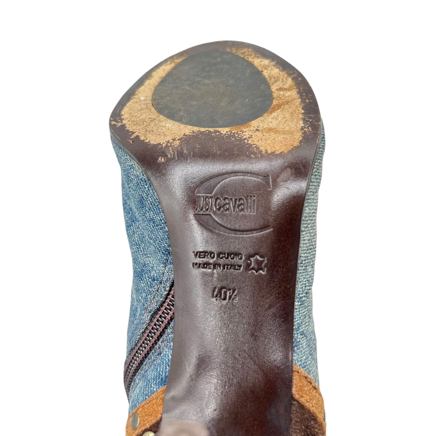 Just Cavalli Roberto Cavalli Denim Studded Heeled Boots