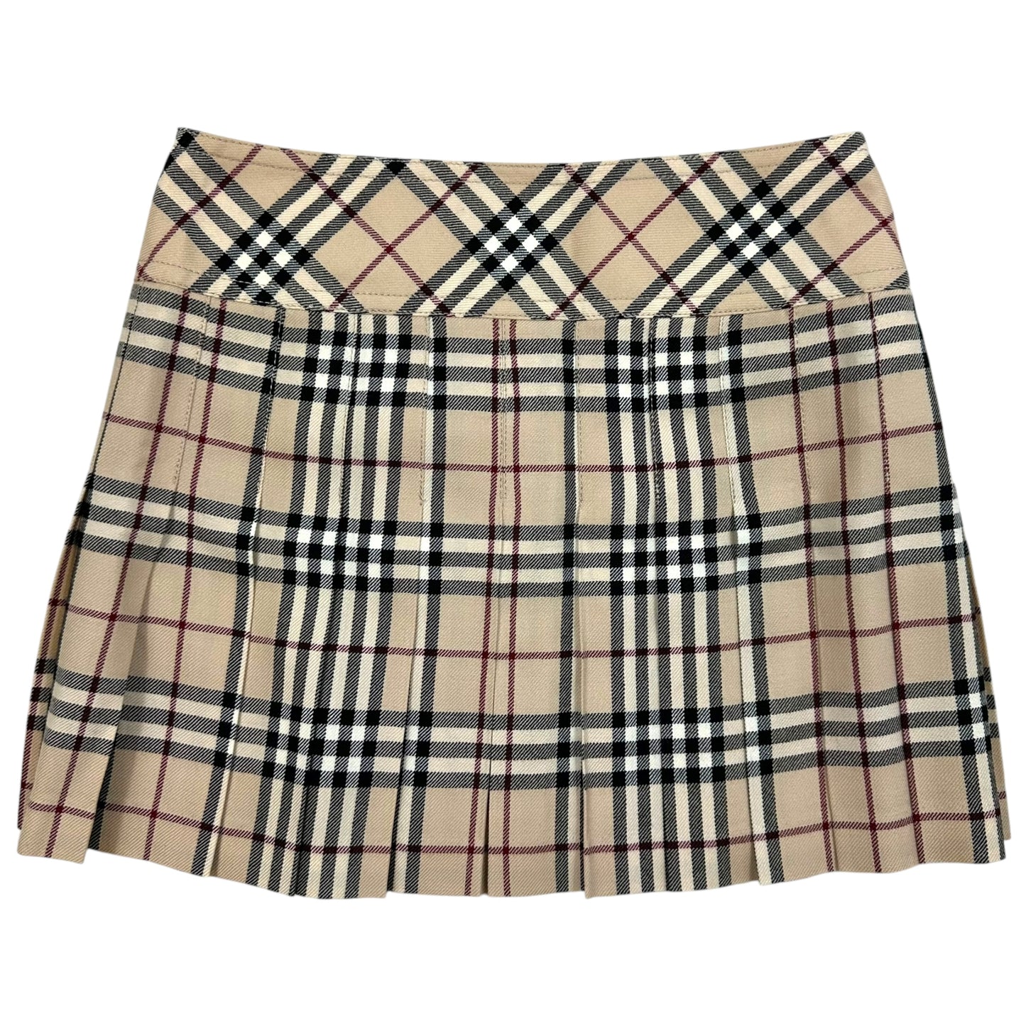 Burberry Blue Label Classic Tan Plaid Pleated Mini Skirt