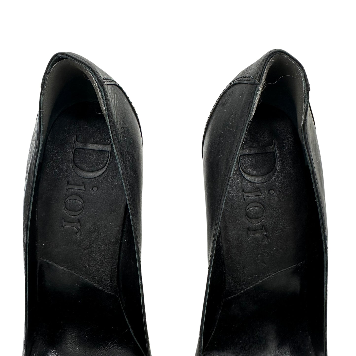 Christian Dior Black Leather Heeled Loafers
