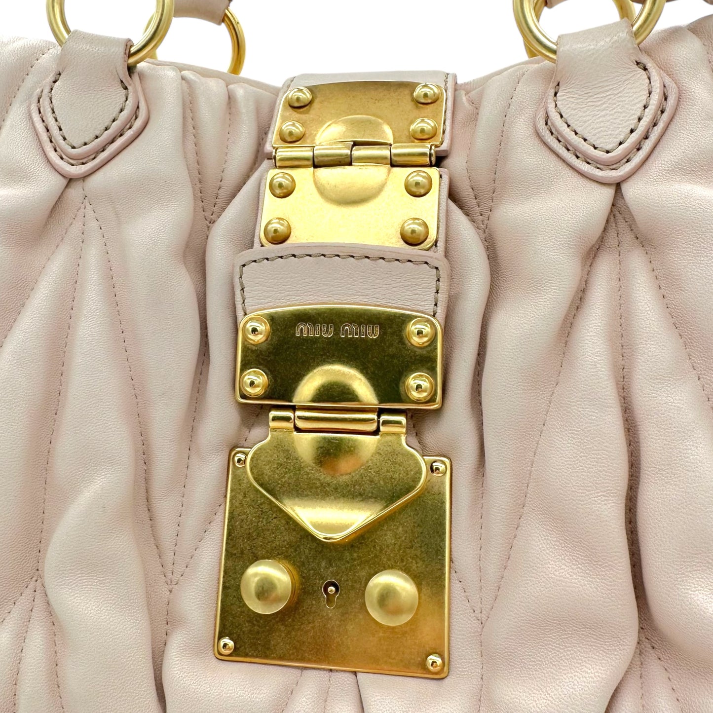 Miu Miu Pink Leather Quilted Small Tote Bag