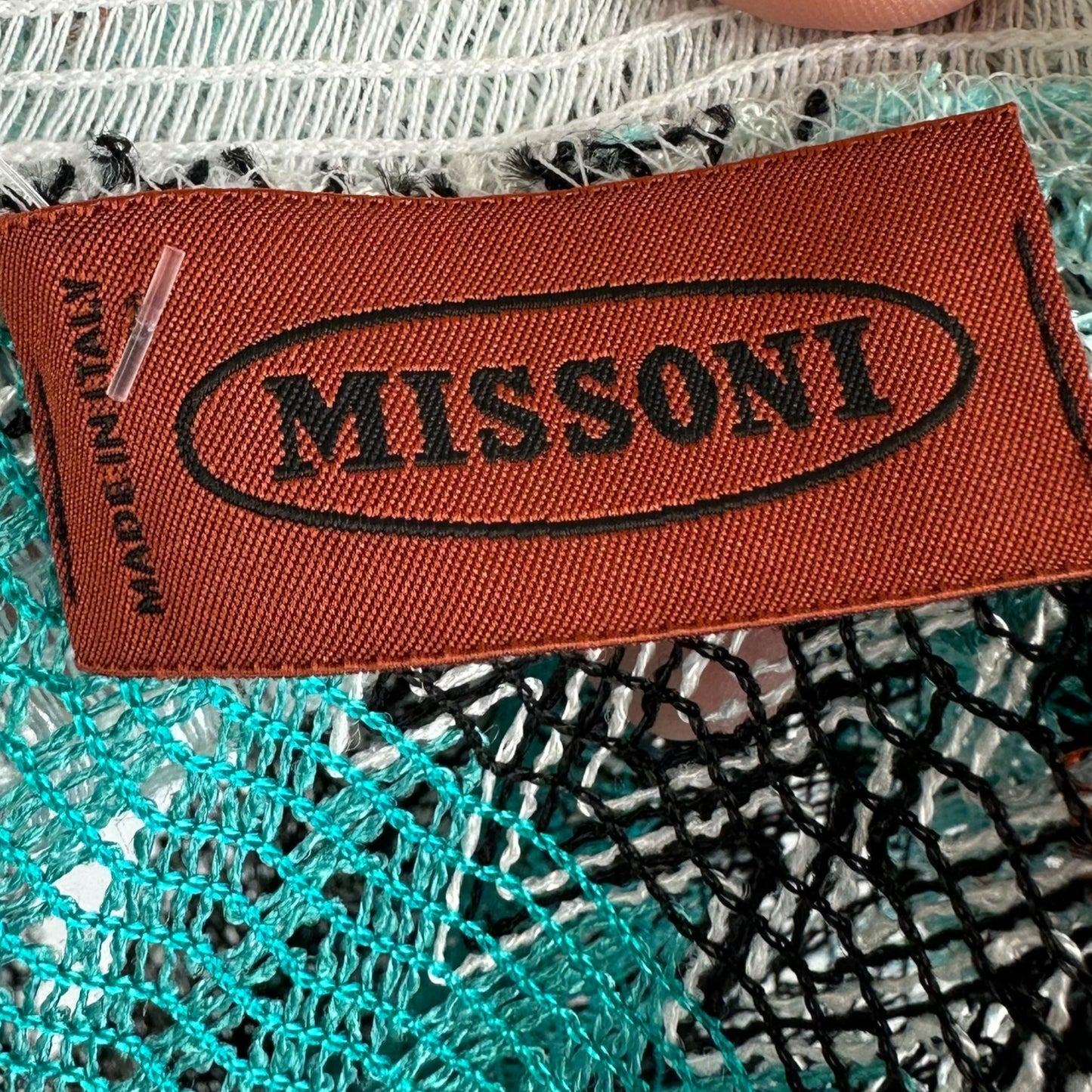 Missoni Turquoise & Orange Semi-Sheer Chevron Knit Poncho Top