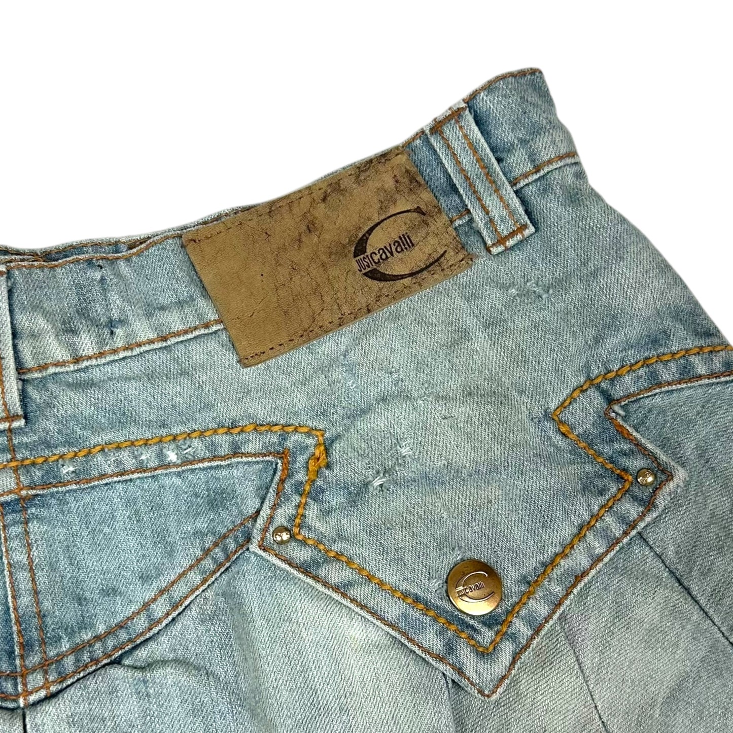 Just Cavalli Roberto Cavalli Blue Denim Pleated Mini Skirt