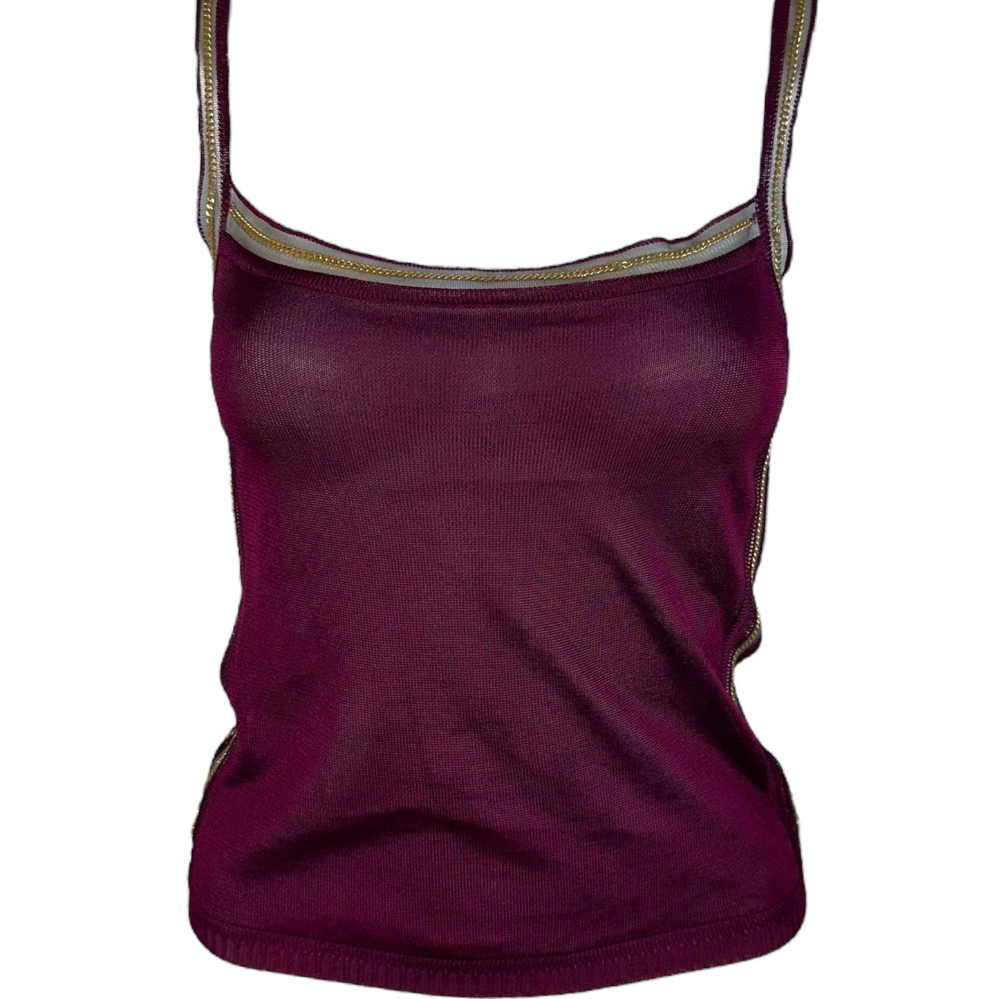 Christian Dior Burgundy Knit & Gold Chain Cami