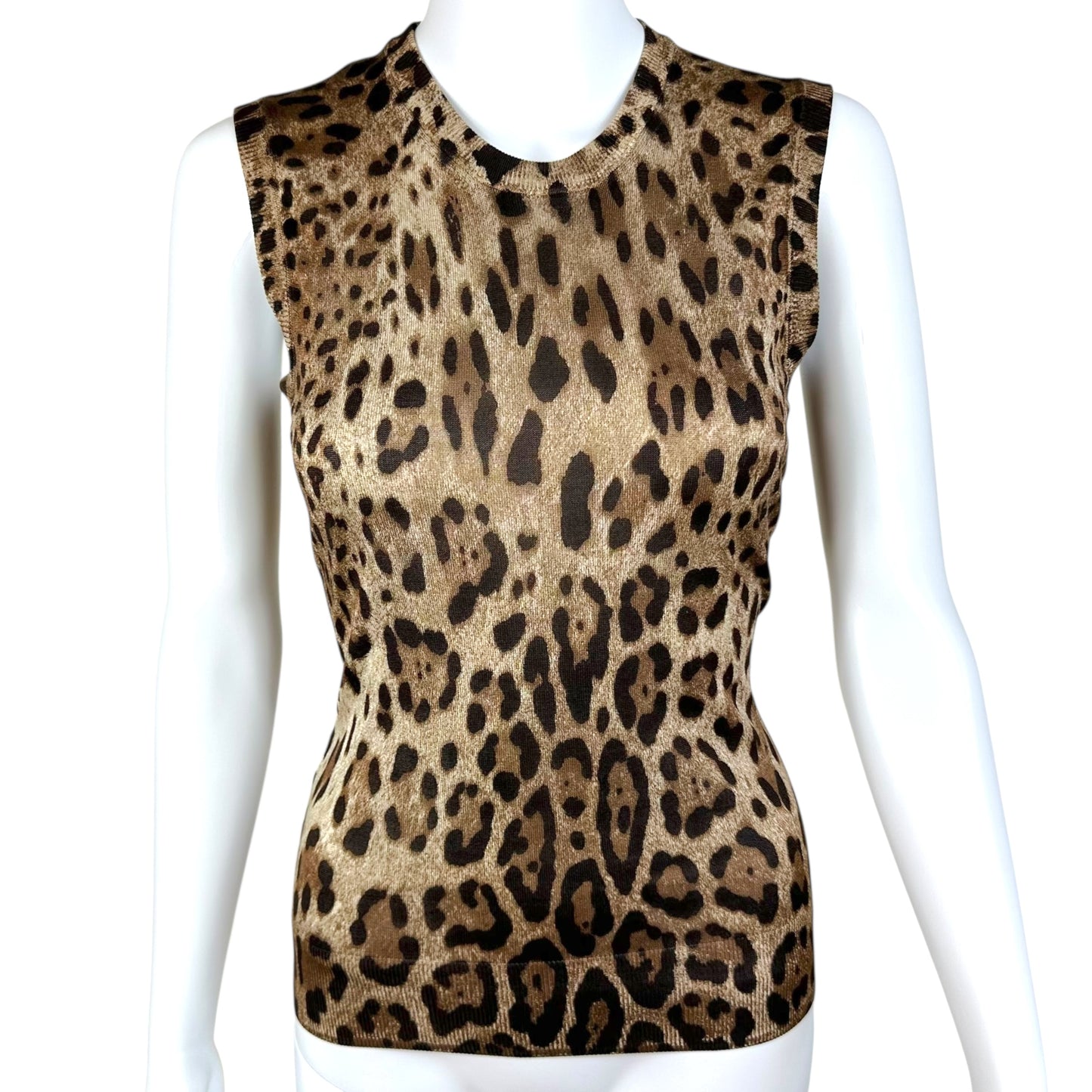 Dolce & Gabbana Leopard Print Cashmere Tank Top