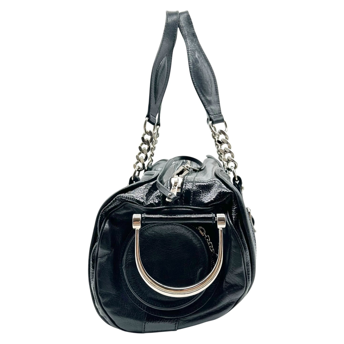 Balenciaga Black Leather Crest Logo Papillon Bag