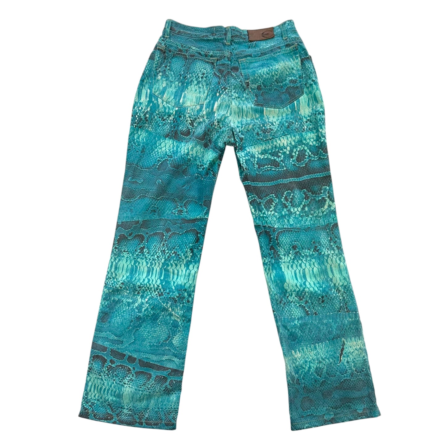 Just Cavalli Roberto Cavalli Turquoise Snake Print Jeans
