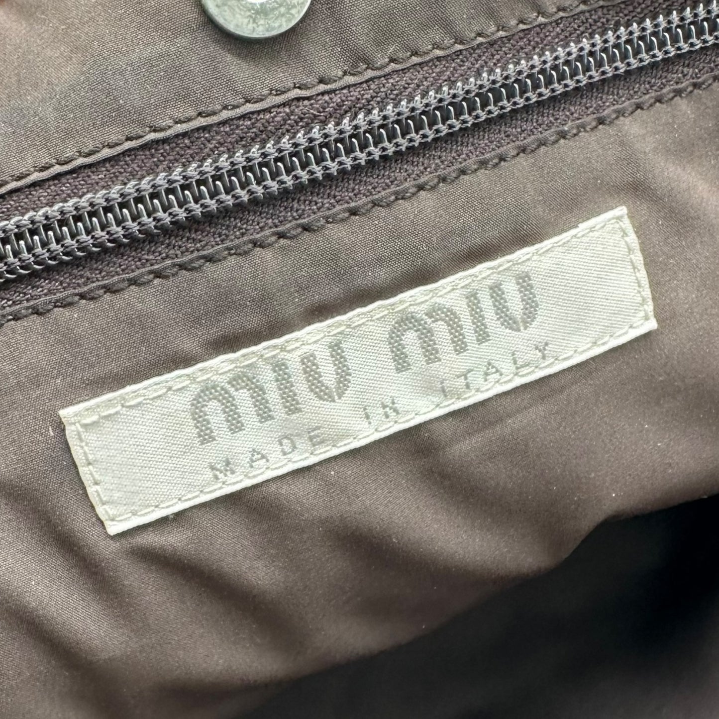 Miu Miu Tan Leather & Gold Sequin Mini Tote Bag