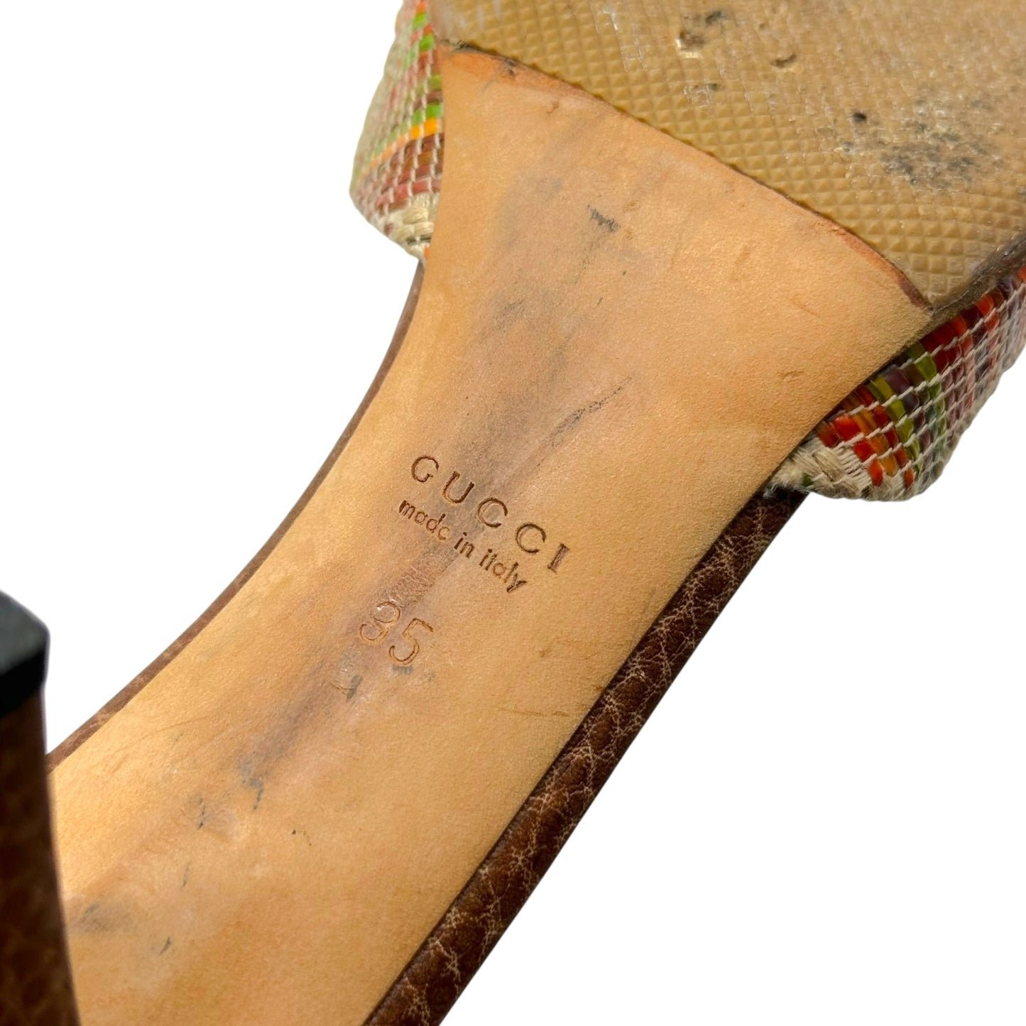 Gucci Multicolor Raffia Logo Horsebit Kitten Heel Mules - Outfit Repeater