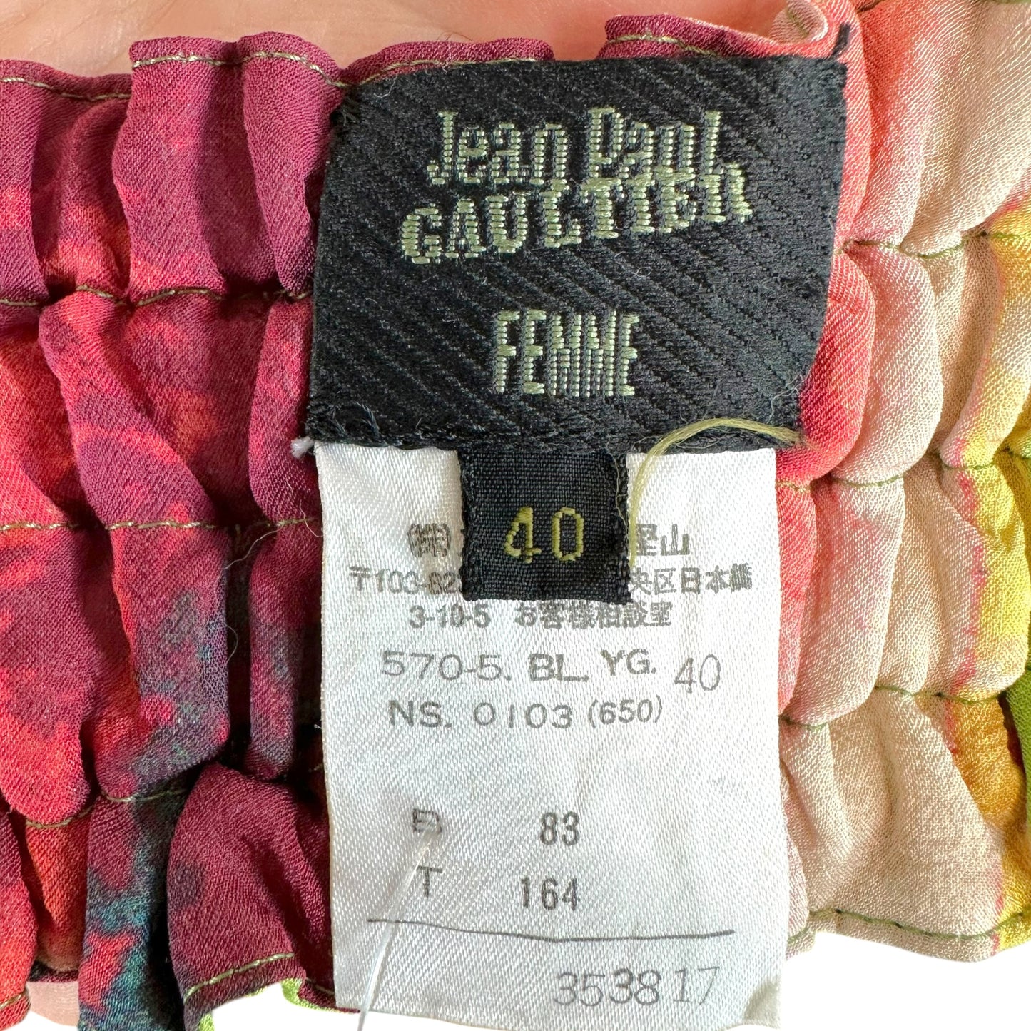 Jean Paul Gaultier Psychadelic Face Print Sheer Silk Open Back Blouse