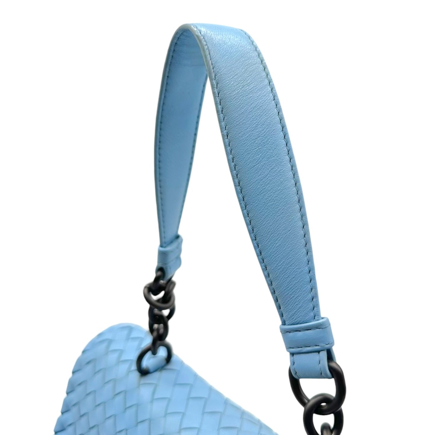 Bottega Veneta Light Blue Intrecciato Leather Flap Shoulder Bag