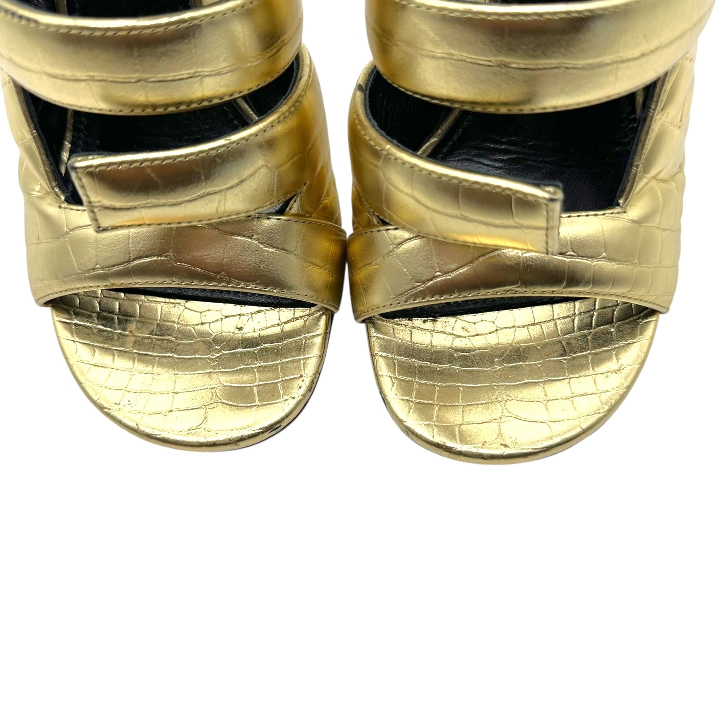 Givenchy Gold Croc Embossed Horn Heels